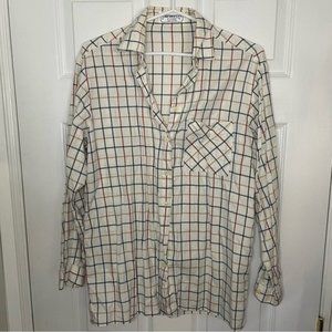 Burberrys Vintage Burberry London Plaid Button Down 100% Cotton Top Medium